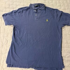 Ralph Lauren Men's Polo Shirt in Blue with Yellow Logo